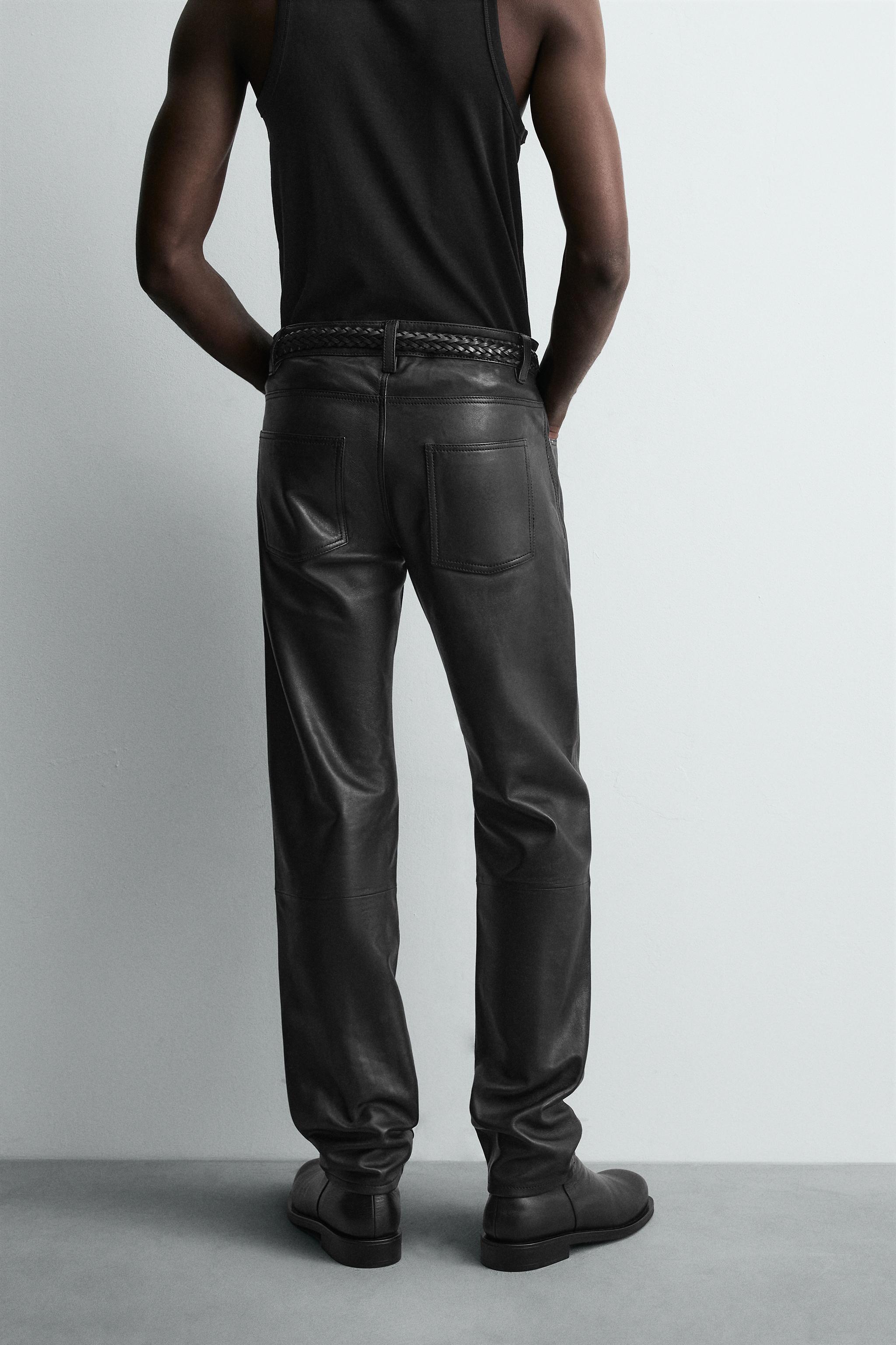 LEATHER SLIM FIT PANTS